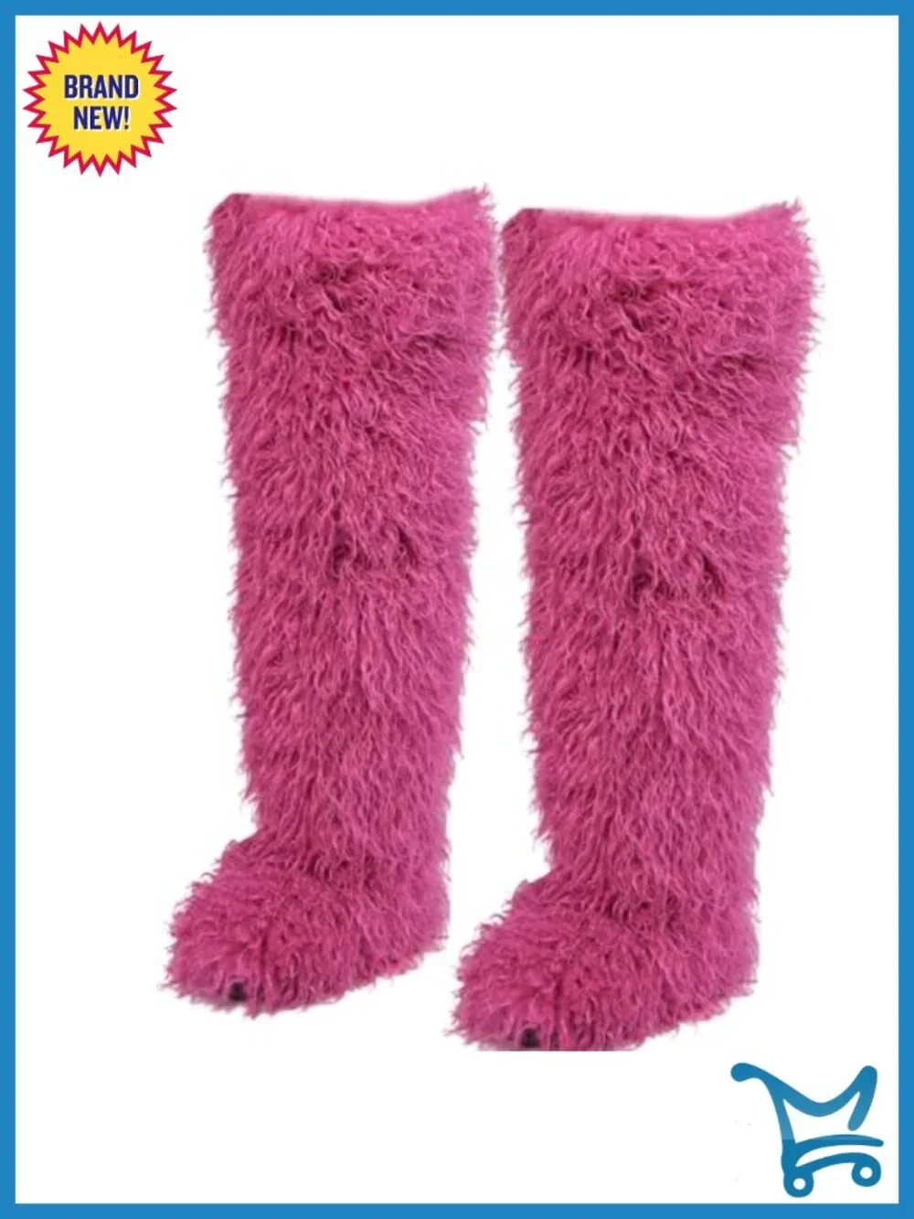 Over the Knee Faux Fur Boots, Tall Fluffy Thigh High Flat Winter Boots